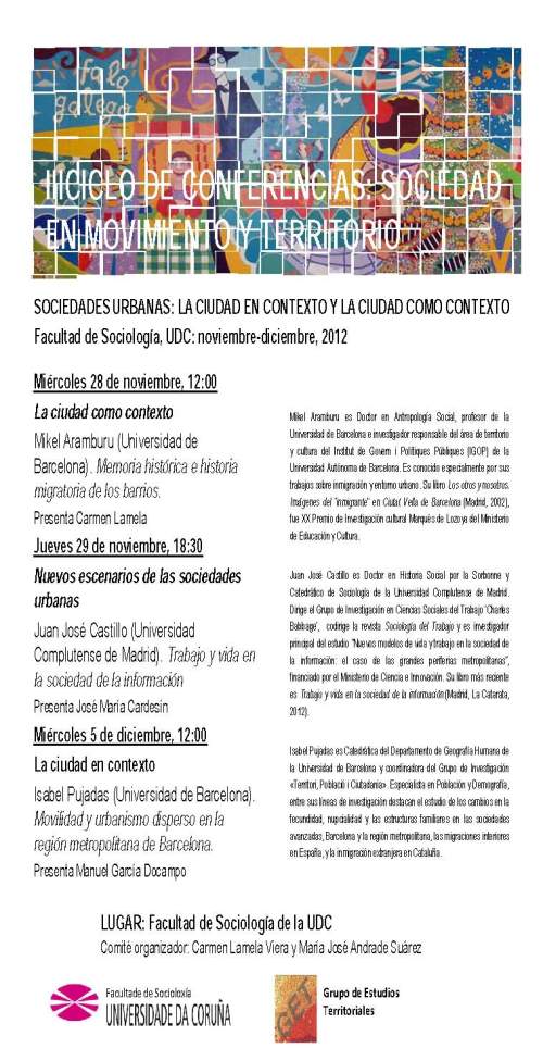 CICLO DE CONFERENCIAS SOCIEDAD Y TERRITORIO